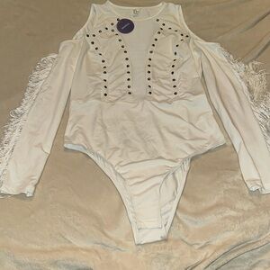 WHITE COUNTRY LONG SLEEVE BODYSUIT